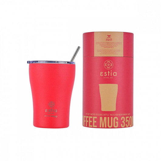 ESTIA ΘΕΡΜΟΣ COFFEE MUG SAVE THE AEGEAN 350ml SCARLET RED