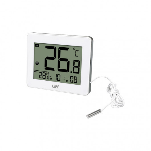 LIFE CORDY INDOOR/OUTDOOR THERMOMETER, WHITE COLOR