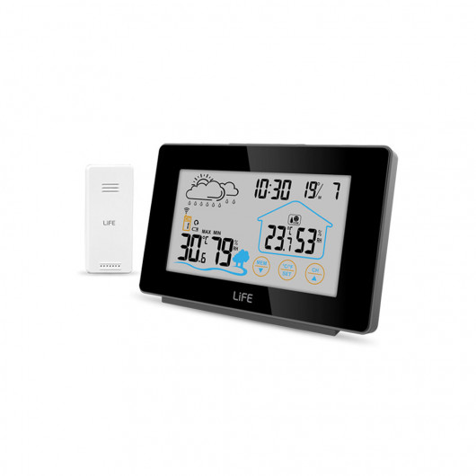 LIFE MEDITERRANEAN TOUCH WEATHER STATION WITH CLOCK BLACK COLOR