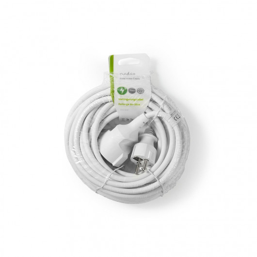 NEDIS PEXC110FWT EXTENSION CABLE M- F PLUG WITH EARTH CONTACT 10.0m 3680W WHITE