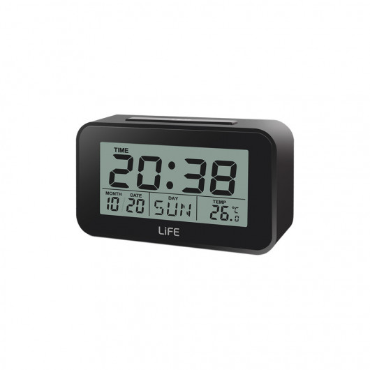LIFE SUNRISE ALARM CLOCK WITH THERMOMETER, BLACK COLOR