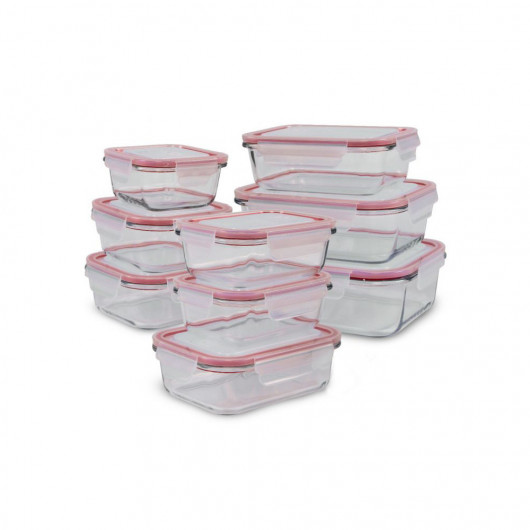 C-FHD 4011 G SET OF 9 GLASS FRESH FOOD CONTAINERS