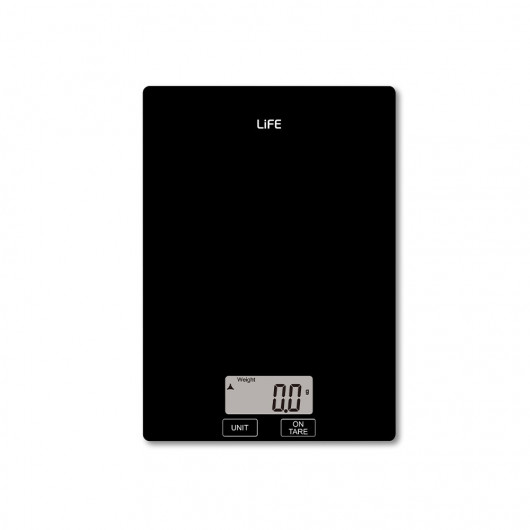 LIFE ACCURACY GLASS KITCHEN SCALE, BLACK COLOR