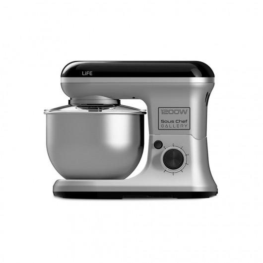 LIFE SOUS CHEF GALLERY 1200W 5L KITCHEN MACHINE, BLACK AND SILVER