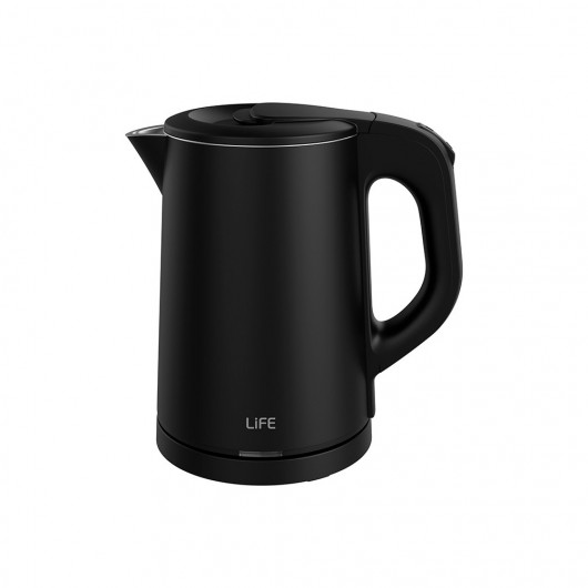 LIFE ESSENTIAL 0.8L DOUBLE WALL ELECTRIC KETTLE, BLACK COLOR