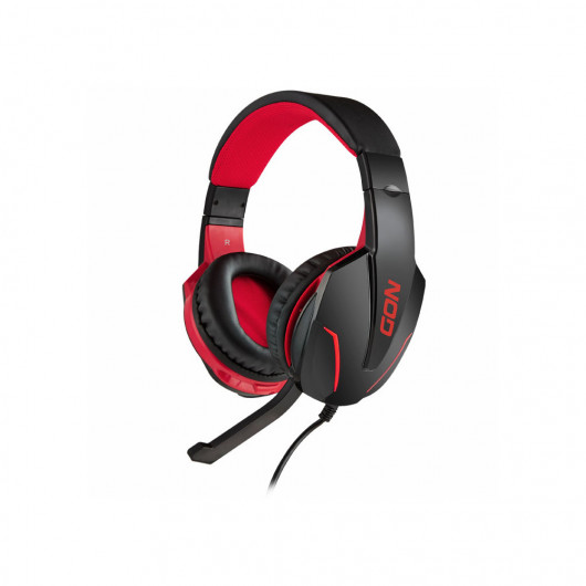 NOD GROUND POUNDER Gaming headset με ρυθμιζόμενο σε κλίση μικρόφωνο, σε μαύρο χρώμα και κόκκινο LED φωτισμό