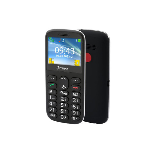 Olympia SUN (2222) Μαύρο κινητό τηλέφωνο Bluetooth με μεγάλα κουμπιά, USB-C, Dual SIM, Camera,