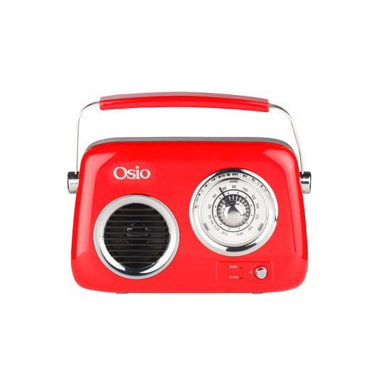Osio OPR-3040R Κόκκινο Ρετρό φορητό αναλογικό ραδιόφωνο με Bluetooth, AUX, USB, FM και 