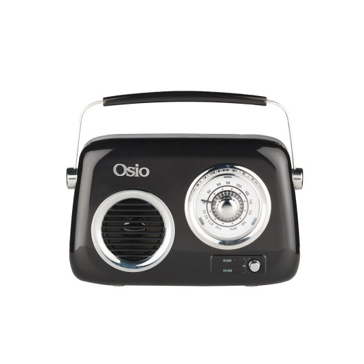 Osio OPR-3040B Μαύρο Ρετρό φορητό αναλογικό ραδιόφωνο με Bluetooth, AUX, USB, FM και subw