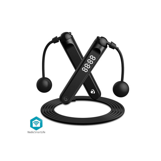 NEDIS BTHJR10BK Bluetooth smart σχοινάκι γυμναστικής με LED οθόνη ενδείξεων, σε μαύρο 