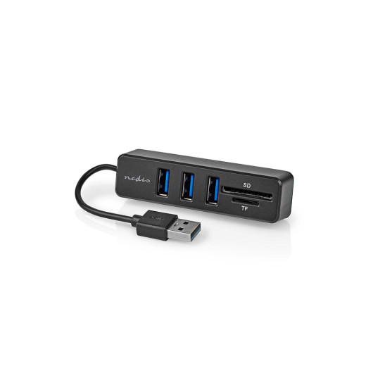 NEDIS CCGB60250BK01 USB High-Speed hub 3 θυρών και Card Reader 2 θυρών, σε μαύρο χρώμα