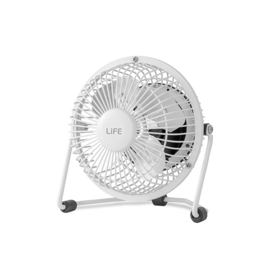 LIFE SUPER4 WHITEUSB powered mini metal fan in white color, 2.5W