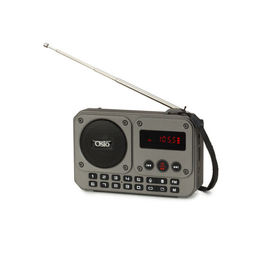 Οsio OPR-3020 Γκρι αναλογικό φορητό ραδιόφωνο με Bluetooth, AUX, USB, FM, κάρτα TF, REC-5W