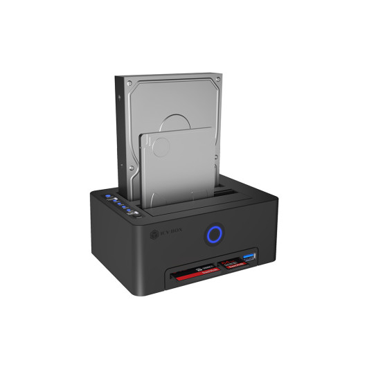ICY BOX IB-1233CL-CR2-Bays 2.5''/3.5'' SSD/HDD clone station with card reader and USB-A.