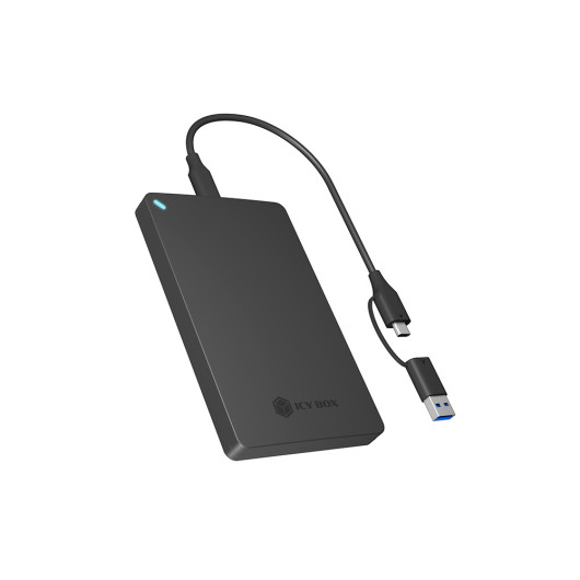 ICY BOX IB-201T-CU312.5" SATA HDD/SSD enclosure with USB Type-C with USB Type-A combo cable.