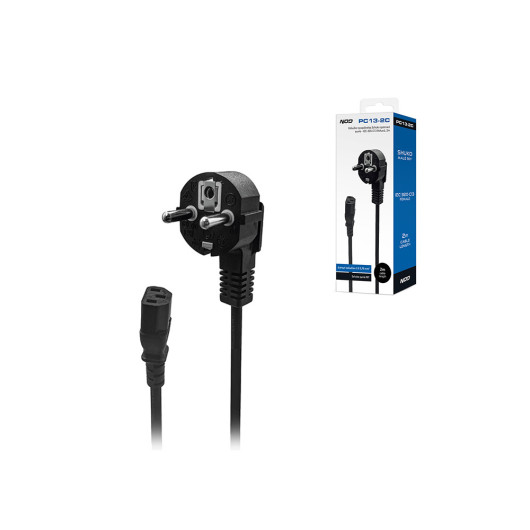 NOD PC13-2CPower cable Schuko male angled - IEC-320-C13 female, 2m