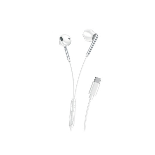 XO EP66Crescent earphones with Type-C plug in white color