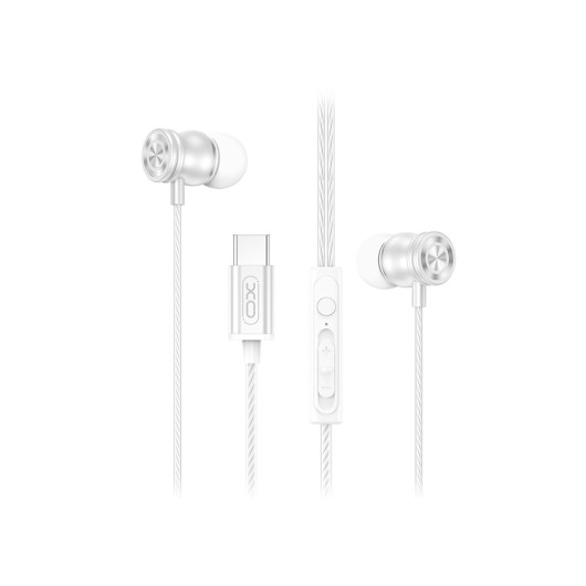 XO EP80Earphones with microphone and Type-C plug in wihte color