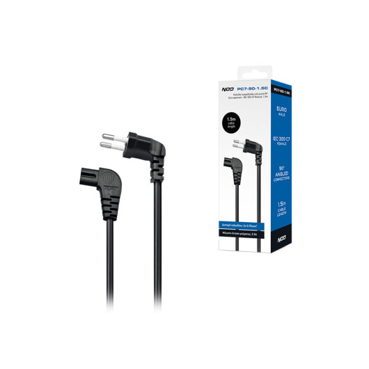 NOD PC7-90-1.5CAngled Power cable Euro male - IEC-320-C7 female ,1.5m