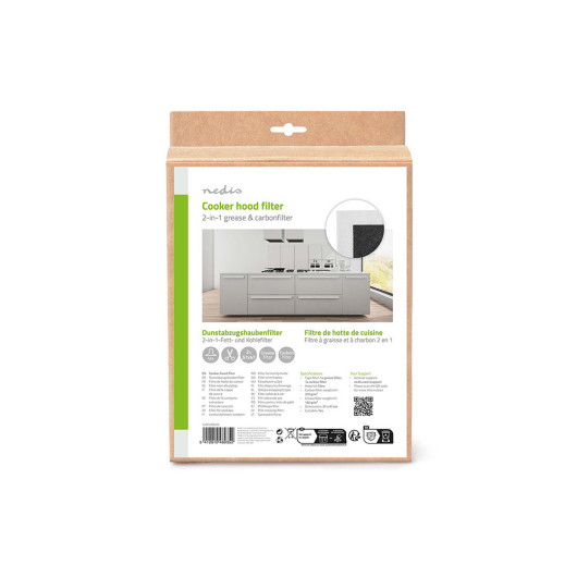 NEDIS CHFI210UNIUniversal cooker hood filter set, with carbon 57 x 47 cm.