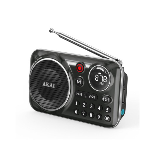 Akai APR-500BK Μαύρο φορητό ραδιόφωνο με Bluetooth, USB, TF, REC, έξοδο ακουστικών και οθόνη-2.5W