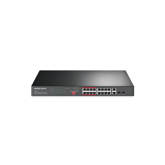 MERCUSYS MS118CP16-Port 10/100Mbps + 2-Port gigabit rackmount switch with 16-Port PoE+