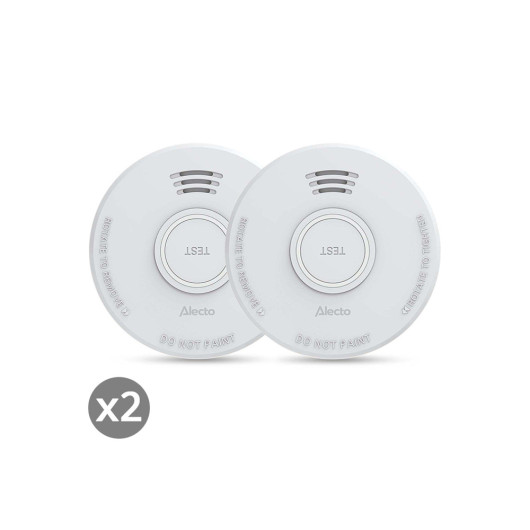 ALECTO SD110 X2Stand alone smoke alarm with 1 year battery, white color 2pcs.