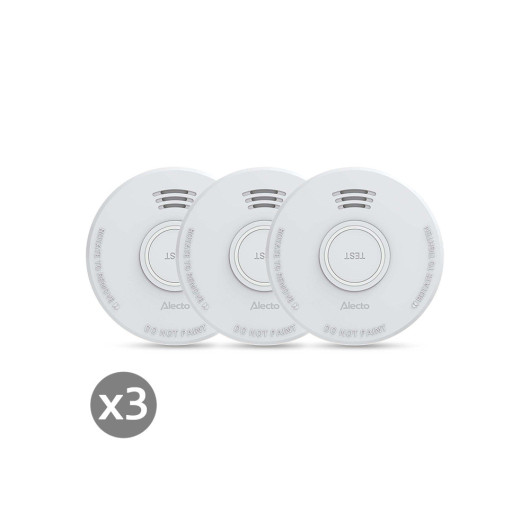 ALECTO SD110 X3Stand alone smoke alarm with 1 year battery, white color 3pcs.
