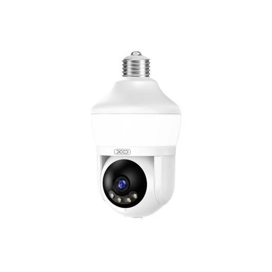 XO CR145MP Indoor Wi-Fi Camera for Light Sockets with Built-in LED Light and Pan/Tilt Function in white color