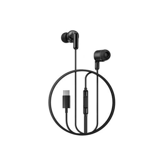XO EP84 BLACK COLOREarphones with microphone and Type-C plug in black color