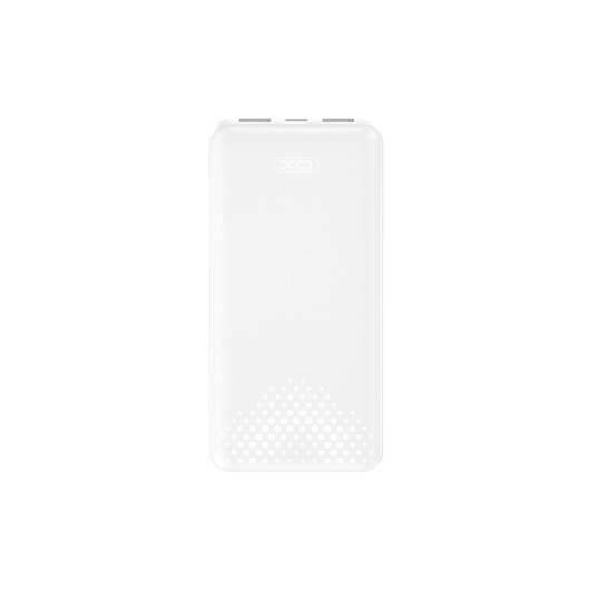 XO PB312 WHITE COLOR10.000 mAh Power Bank with 3 USB ports (2x USB-A, 1x USB-C), in white color