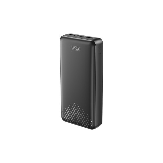 XO PB313 BLACK COLOR20.000 mAh Power Bank with 3 USB ports (2x USB-A, 1x USB-C), in black color
