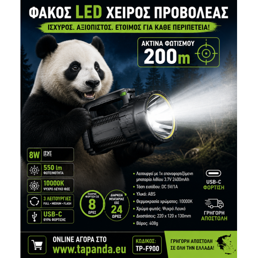 ΦΑΚΟΣ ΧΕΙΡΟΣ ΠΡΟΒΟΛΕΑΣ LED