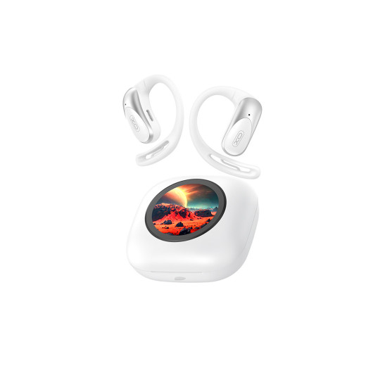 XO G47 WHITE COLORBluetooth ear hook earbuds with LCD display onto the charging case