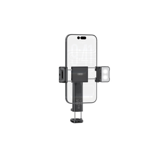 XO SS42Portable Smartphone Stand with Adjustable Mounting Clip and Built-in Light