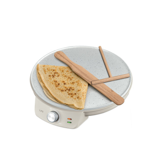 LiFE TERRAZZO Warm Grey SeriesCrepe maker with ceramic coated plate, 1200W