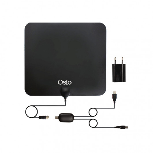 Osio OTA-2033 Λεπτή κεραία τηλεόρασης εσωτερικού χώρου με ενισχυτή και USB – 25 x 22 cm
