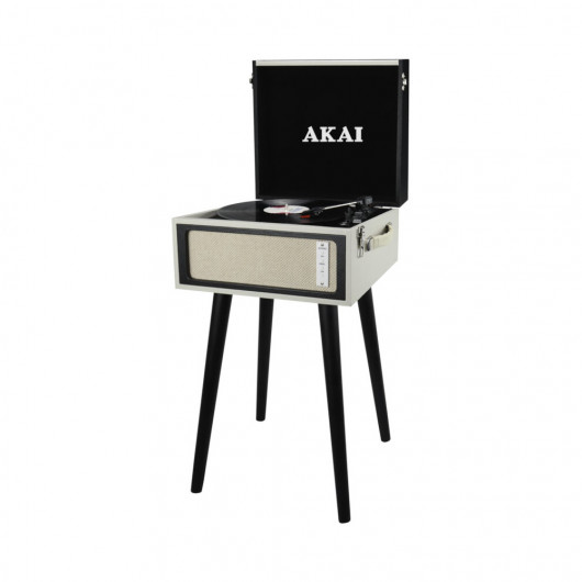 Akai ATT-100 BT Πικάπ βαλίτσα με πόδια με Bluetooth in/out, εγγραφή και αναπαραγωγή από USB / κάρτα SD, Aux-In  και ενσωματωμένα ηχεία 16 W