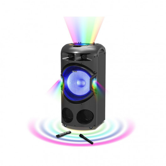 Akai DJ-BY4L Φορητό Bluetooth karaoke party speaker με μίκτη, LED και ασύρματο μικρόφωνο – 120 W RMS