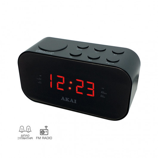 Akai ACR-3088 Ψηφιακό ξυπνητήρι με ραδιόφωνο και διπλή αφύπνιση