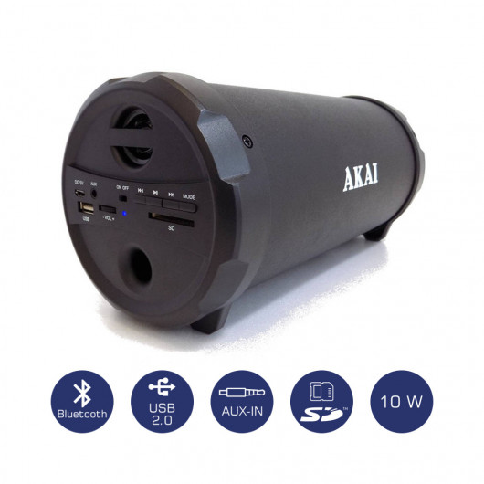 Akai ABTS-12C Φορητό ηχείο Bluetooth με USB, κάρτα SD και Aux-In – 10 W
