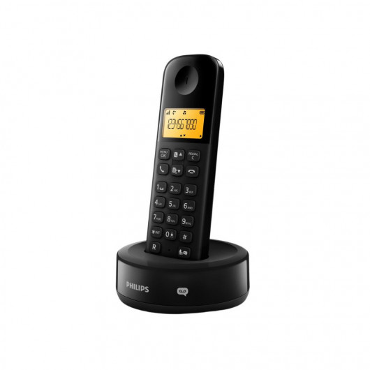 Philips D1651B/GRS Μαύρο (Ελληνικό Μενού) Ασύρματο τηλέφωνο με τηλεφωνητή, φωτιζόμενη οθόνη και 50 μνήμες